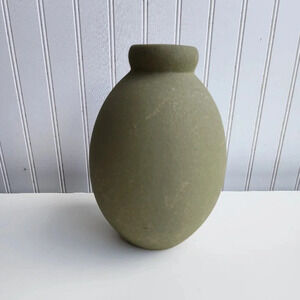 Nocal LDA Portugal Green Ceramic Decorative Face Vase Matte Finish 9" Tall